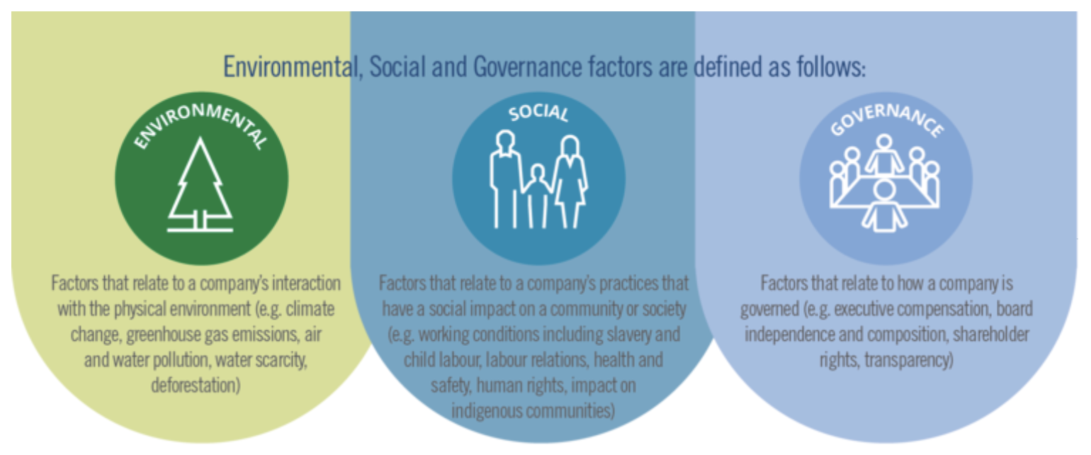 An infographic outlining the basics of ESG.