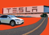 Collage of Tesla's sustainable factory