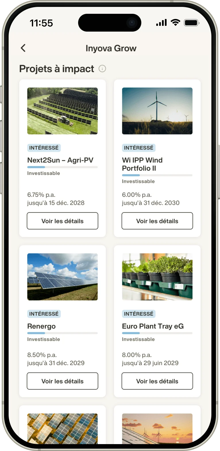 Inyova Grow mobile app screen 3