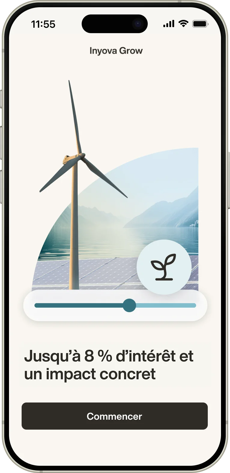 Inyova Grow mobile app screen 1